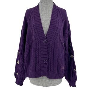 Taylor Swift Speak Now Cardigan Royal Purple Embroidered Stars Size XS / SM